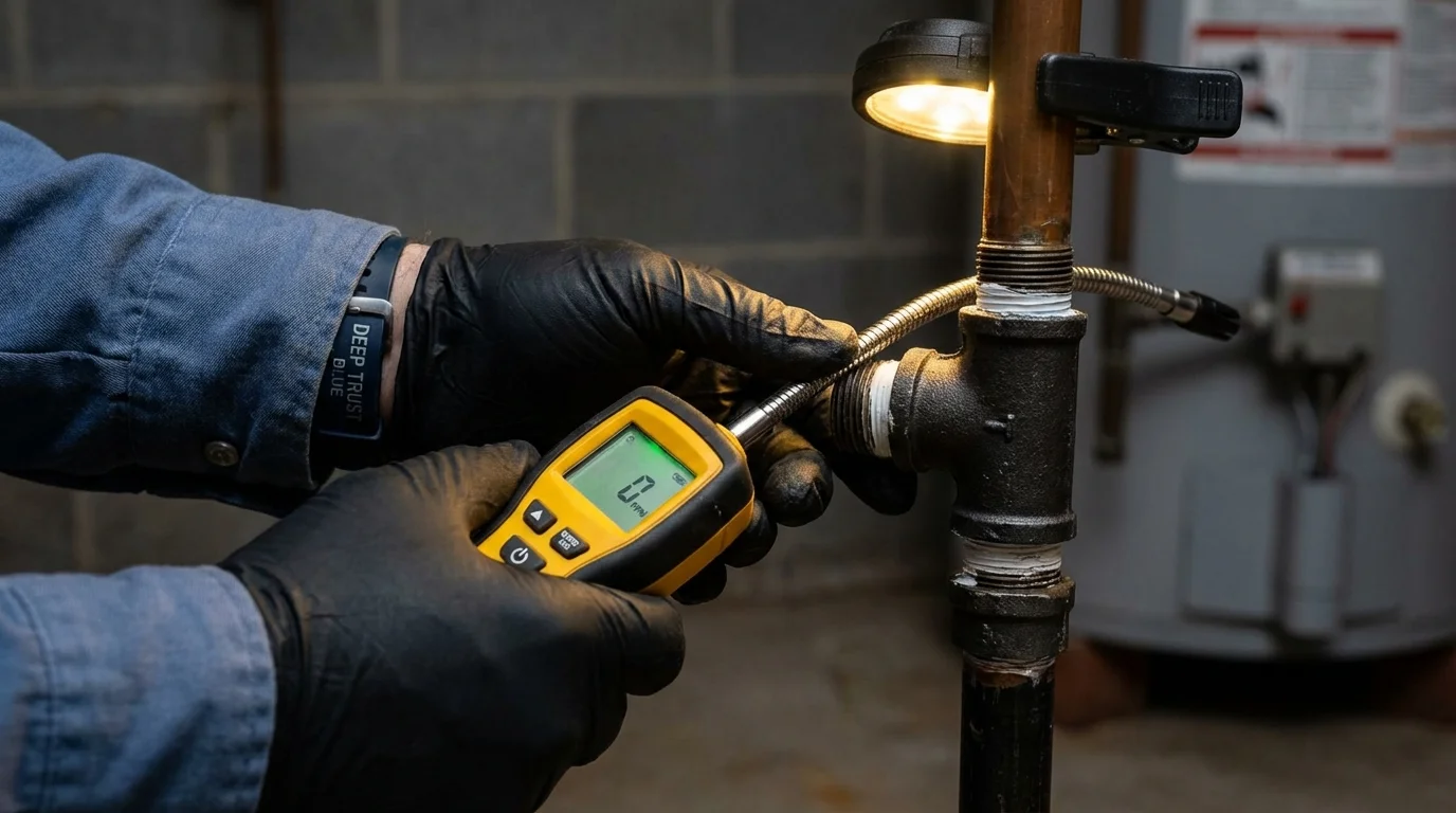 Gas leak detection with electronic sniffer by Johns Plumbing LLC in New Oxford