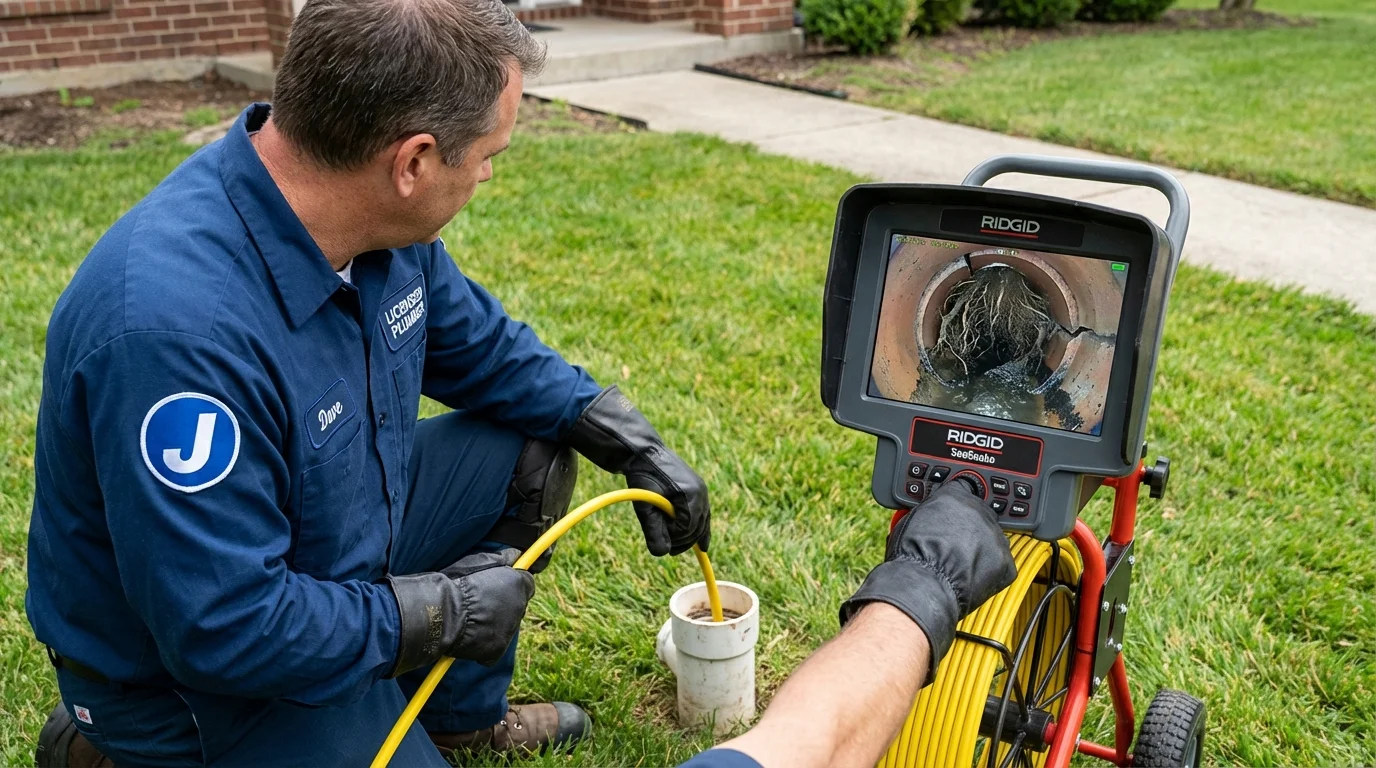 Sewer camera inspection being performed by Johns Plumbing LLC in New Oxford